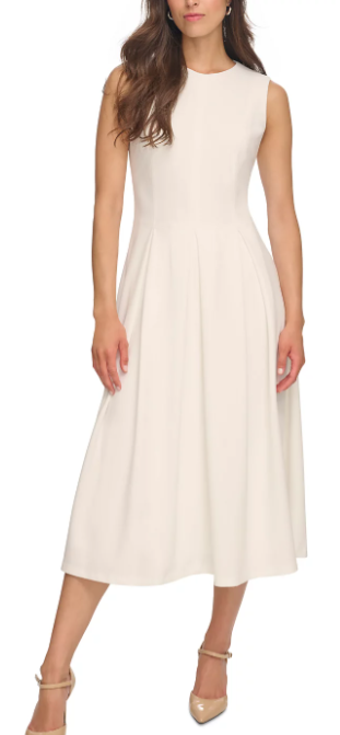 Women's Sleeveless Pleated Midi A-Line Dress - Image 2