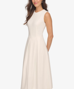 Women's Sleeveless Pleated Midi A-Line Dress
