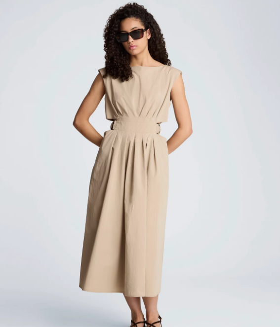 Women's Sleeveless Boat Neck Midi Dress
