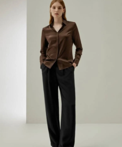 Crosby Silk Blouse Chocolate Buttery Soft Silk
